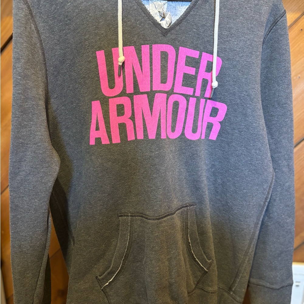 Under Armour Dark Gray Hoodie with Pink Accents
